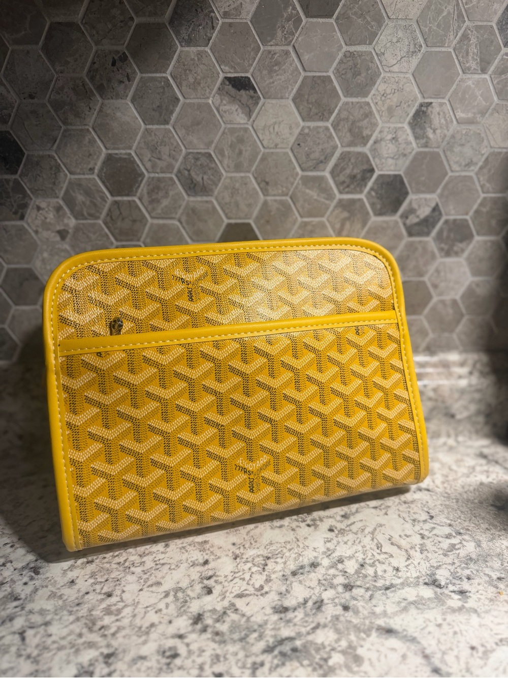 Yellow Patterned Zip Pouch